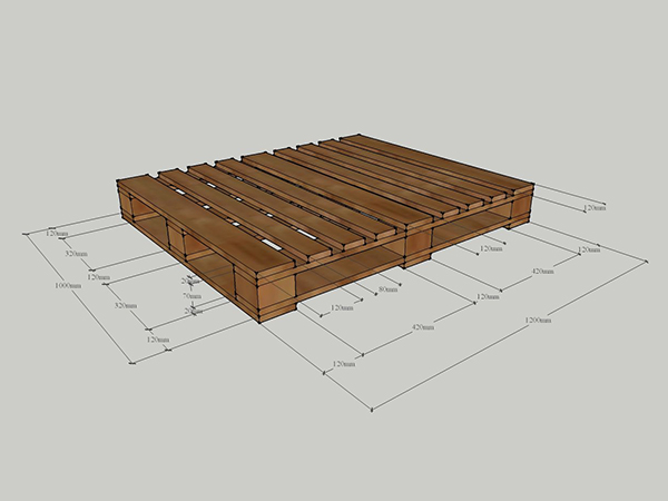 Pallet gỗ KT 1000x1200x130mm